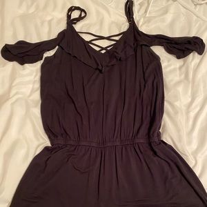 Black Romper with exposed shoulder sleeves